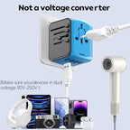 Universal Travel Adapter (2TYPE C+2USB-Sky Blue Black)