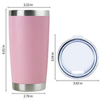 20oz Stainless Steel Tumbler Bulk with Lid (1 Count (Pack of 1) / Pink)