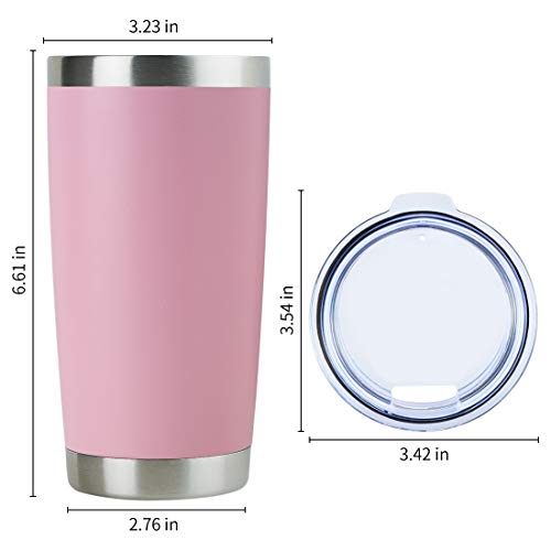 20oz Stainless Steel Tumbler Bulk with Lid (1 Count (Pack of 1) / Pink)