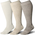Plus Size Compression Socks for Women&Men Viscose for Bamboo Wide Calf 15 (3 Pairs-cream/Beige/Brown / X-Large)
