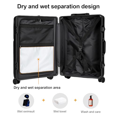 Carry on suitcase Zipperless Luggage (black / 20 inch)