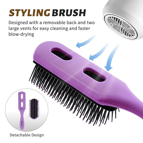 4Pcs Detangling Hair Brush Set for Women (Purple)