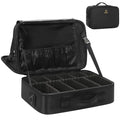 Makeup Bag Travel Makeup Train Case Large Cosmetic Case Professional Portable Makeup Brush Holder Organizer and Storage with Adjustable Dividers and Shoulder Strap Black (Medium / Black)