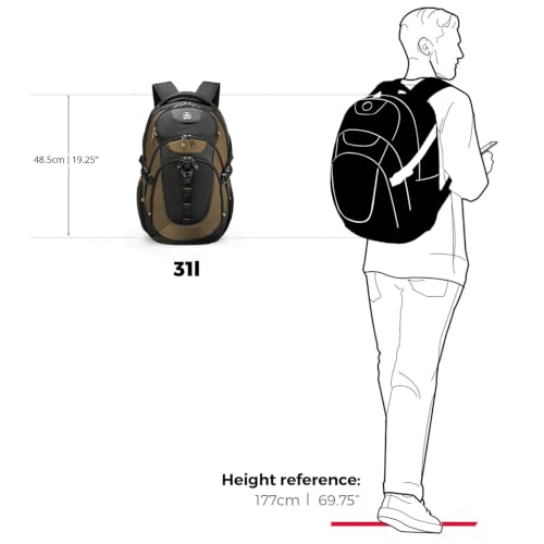 Design Travel Laptop Backpack for Men with USB SD803 (Tan/Black / Standard)