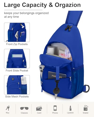 Crossbody Bags for Women Men Trendy Sling Bag Backpack Chest Bag (Large / Royal Blue)