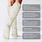Cotton Compression Socks for Women&Men 20 (2 Pairs-grey&beige / Medium-Large)