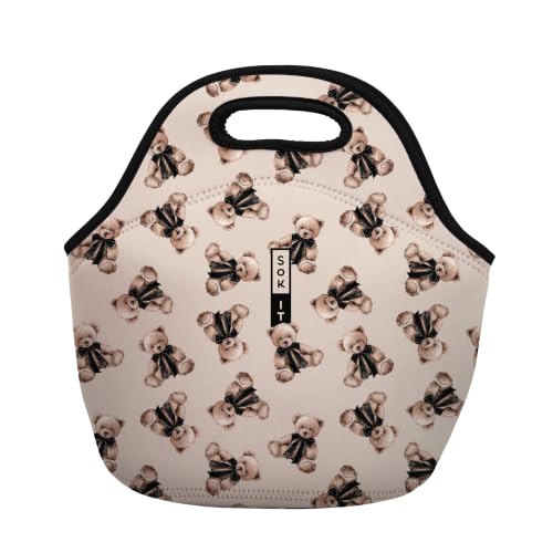 LunchTote Zippered Bag Insulated Neoprene Caddy (Beau Bear / Large 4.5 Quart Lunch Tote)
