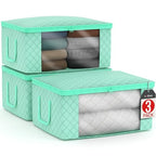 Blanket Storage Bags with Clear Window (3 Pack Large / Teal)