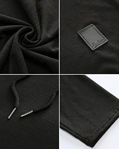 Mens Fashion Athletic Hoodies Sport Sweatshirt Solid Color Fleece Pullover black 3XL (3X-Large / Black)