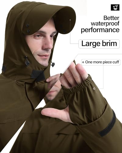 Rain Suit Waterproof Breathable Lightweight 2 (Large / Brown)