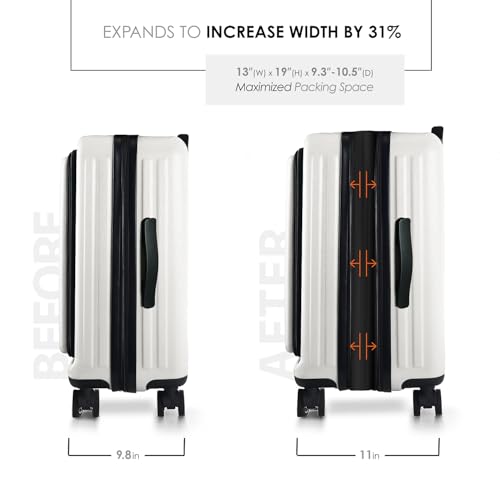 20 Inch Carry On Luggage 22x14x9 Airline Approved (Carry-on 20 Inch / White)