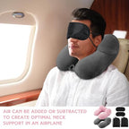 2 Pack Inflatable Travel Neck Pillow Airplane (Dark Gray,light Pink)