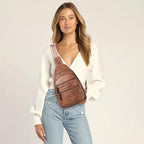 Sling Bag for Women Crossbody Bags Fanny Packs Over Shoulder Bag Sling Purse Backpack Vegan Leather Travel Handbag Purse Gifts Brown (Brown)