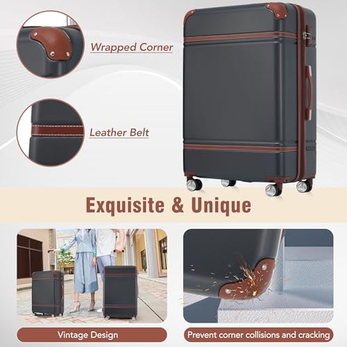 Luggage Set 2 Piece (Vintage Luggage / Black(12+20+28))