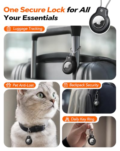 for AirTag Holder Keychain (Black/Grey/Orange/Yellow)