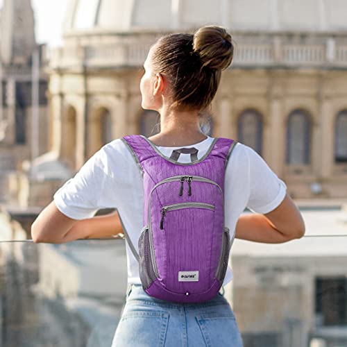 10L 15L Hiking Backpack Lightweight Packable Hiking Daypack Small Travel Outdoor Foldable Shoulder Bag (Purple / 10L)