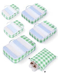 6 Set Packing Cubes for Travel Durable Suitcase Organizer Bags Set with Personalized Tag Travel Essentials with Shoe Bag Traveling Accessories for Luggage Machine Washable (Set of 6 / Light Green)