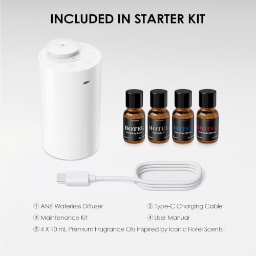 AN6 Waterless Essential Oil Diffuser Starter Kit (White2)