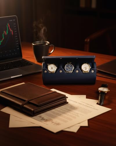 3 Watch Travel Case (Dark Blue / 3 Watch Case)