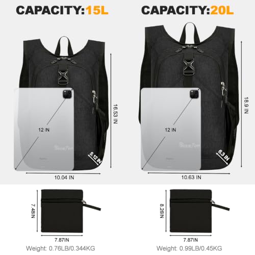 20L Small Hiking Backpack for Women Men (Black / 20L)