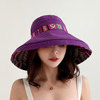 Women Summer Wide Brim Sun Hat Bucket Fishing Hats UV Protection (Medium / Qf001-zise)