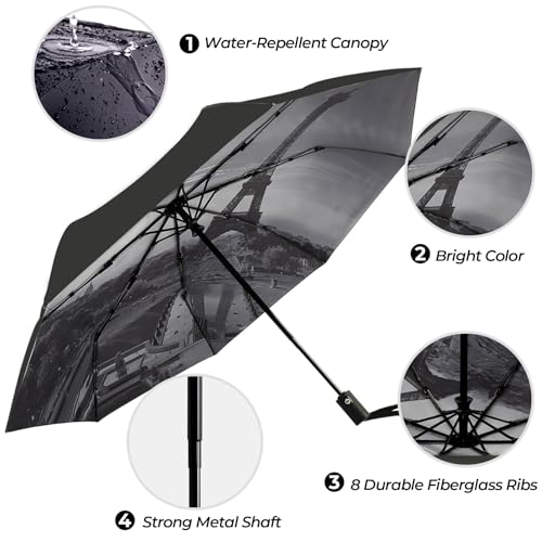 Compact Travel Umbrella (Eiffel Tower (Auto) / 44 inches)