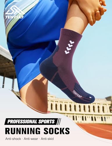 Crew Compression Running Socks (9-13 / H-blue White Purple-3pairs)
