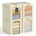 Clothes Storage Bins with Metal Frame for Closet (Beige / 40L)
