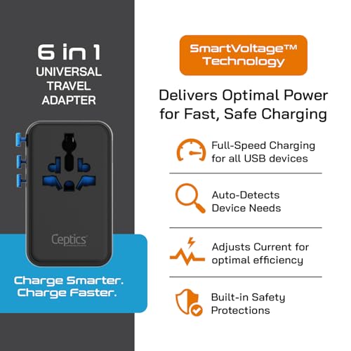 Universal Travel Adapter (Black/Blue)