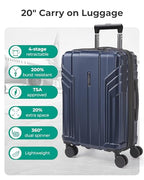 Expandable 20 Inch Carry On Luggage Airline Approved (Expandable Carry On 20 Inch / Dark Blue)