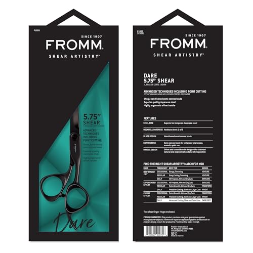 Professional Dare 5.75" Precision Slide & Point Hair Cutting Shears in Matte Black (Dare 5.75” 2-piece shear)
