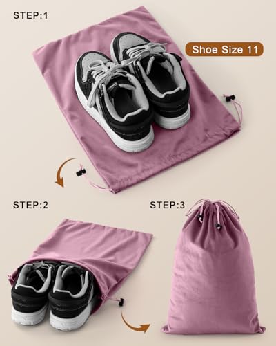 2 Pcs Shoe Bags for Travel (Parfait Pink / 17.3"x12.6")