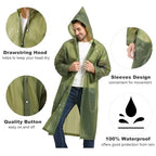 2 Pack Portable EVA Raincoats for Adults (2pcs, Olive Green)