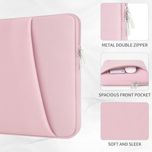 RAINYEAR 15.6 Inch Laptop Sleeve Padded Case Cover with Pocket (15.6 inch / Light Pink)