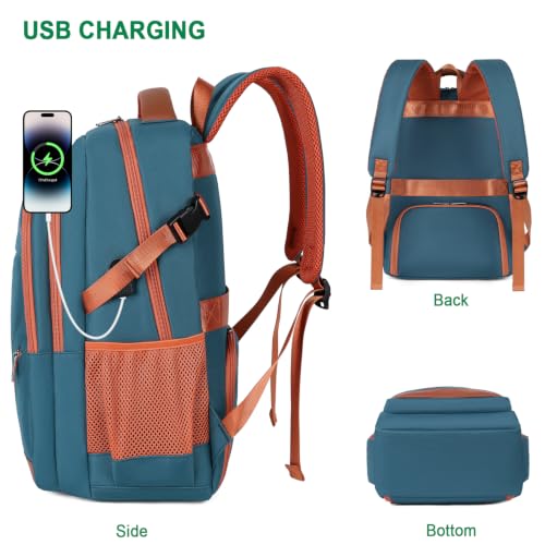 Durable Waterproof Travel Laptop Backpack 17.3 inch (A1-peacock Blue)