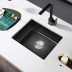 24x18 Inch Undermount Kitchen Sink 18 Gauge 304 Stainless Steel (Black / D24"xW18"xH9")