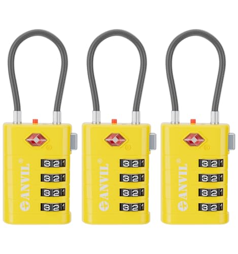 TSA Approved Luggage Locks with Search Alert Indicator (Yellow)