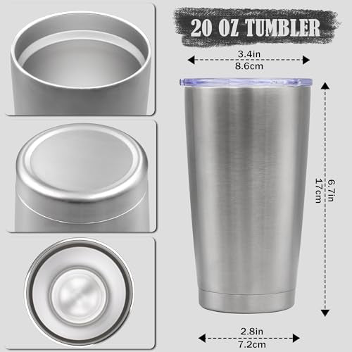 20oz Tumbler Insulated Coffee Tumblers with Lid Stainless Steel SS 12P (Stainless Steel)