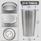 20oz Tumbler Insulated Coffee Tumblers with Lid Stainless Steel SS 12P (Stainless Steel)