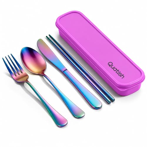5 Piece Travel Utensils with Case (Iridescent)