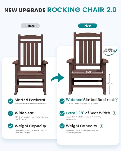 Outdoor Rocking Chair Set of 4 (Coffee / 4 Packs)