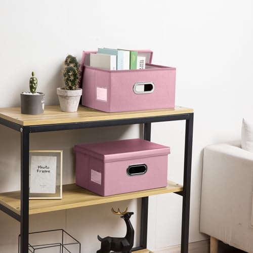 Collapsible Storage Box with Lid [1 (Pink / Small(1-Pack))