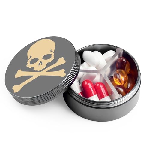 Small Pill Case 3 Compartments (Grey With Gold Head)