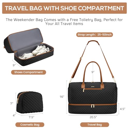 Travel Bag Weekender Bags for Women (31-Black Brown / 40L-Large)
