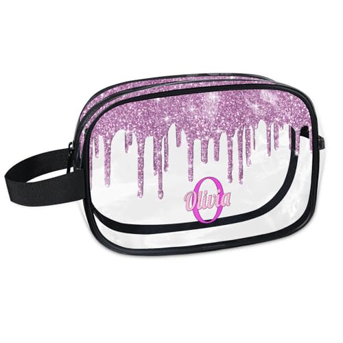 Personalized Clear Makeup Bag with Name (Lavender Purple)