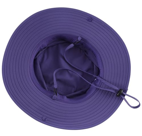 Outdoor Sun Hat for Women UPF 50+ Fishing Hiking Gardening Hat Breathable Mesh Cowboy Hat Summer Beach Hat Purple (Large / Purple)