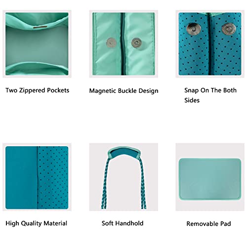 Neoprene Multipurpose Beach Bag Tote with Inner Zipper Pocket (Lake Green / X-Large)