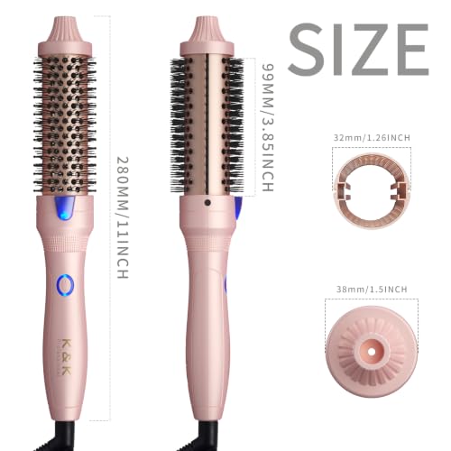1.25 Inch Heated Curling Brush with Ceramic Tourmaline Ionic Technology (Gradient Pink)