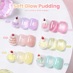 Beetles Jelly Gel Nail Polish Set (A - Pink Yellow Blue | Soft Glow Pudding)