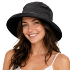 UVCoolix UPF 50+ Wide Brim Ponytail Sun Hat (Medium / Black)